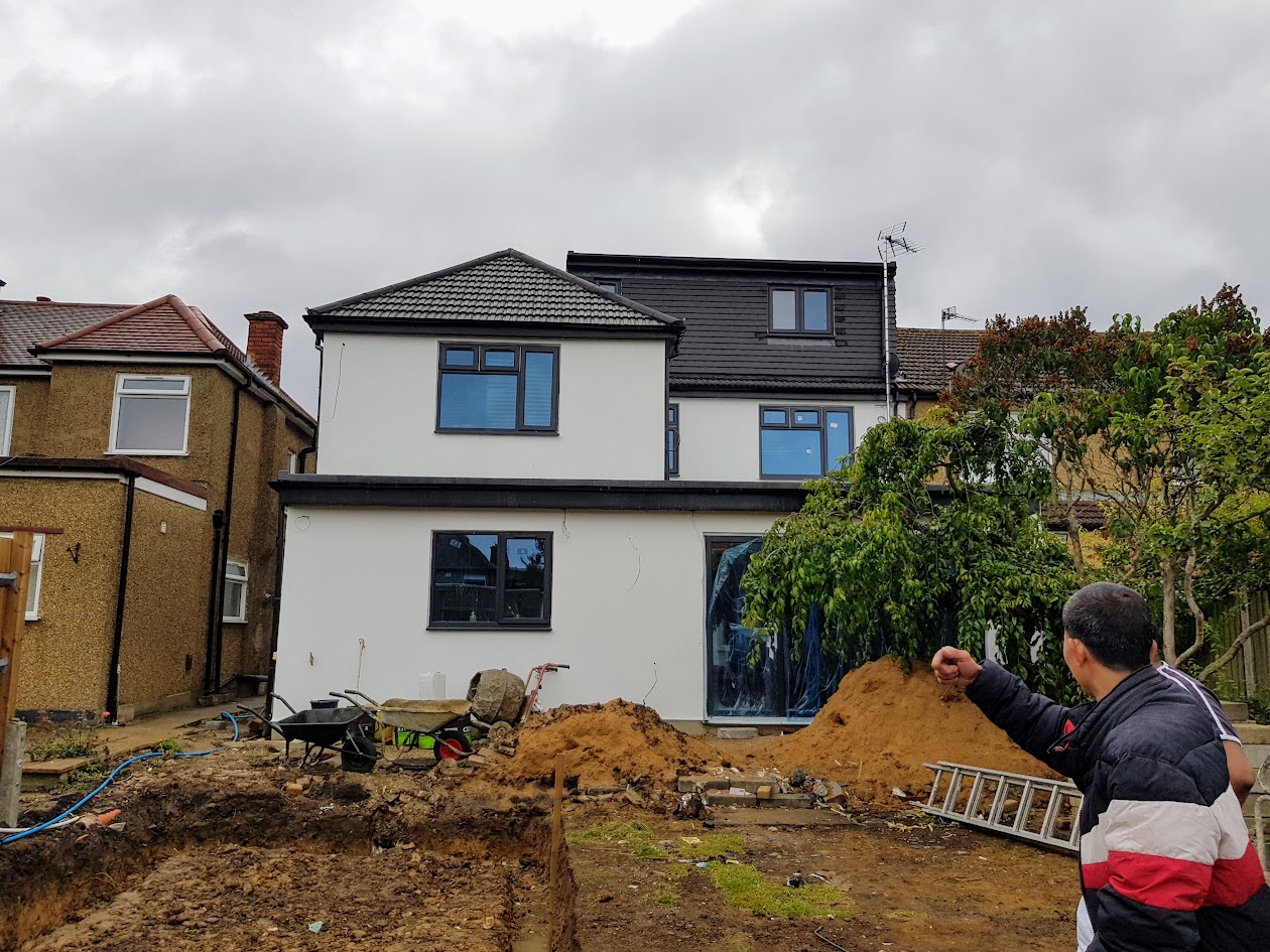 Finished home extension connected to outdoors