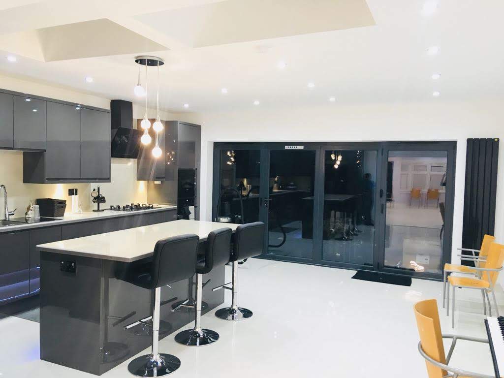 Contemporary dark grey kitchen renovation